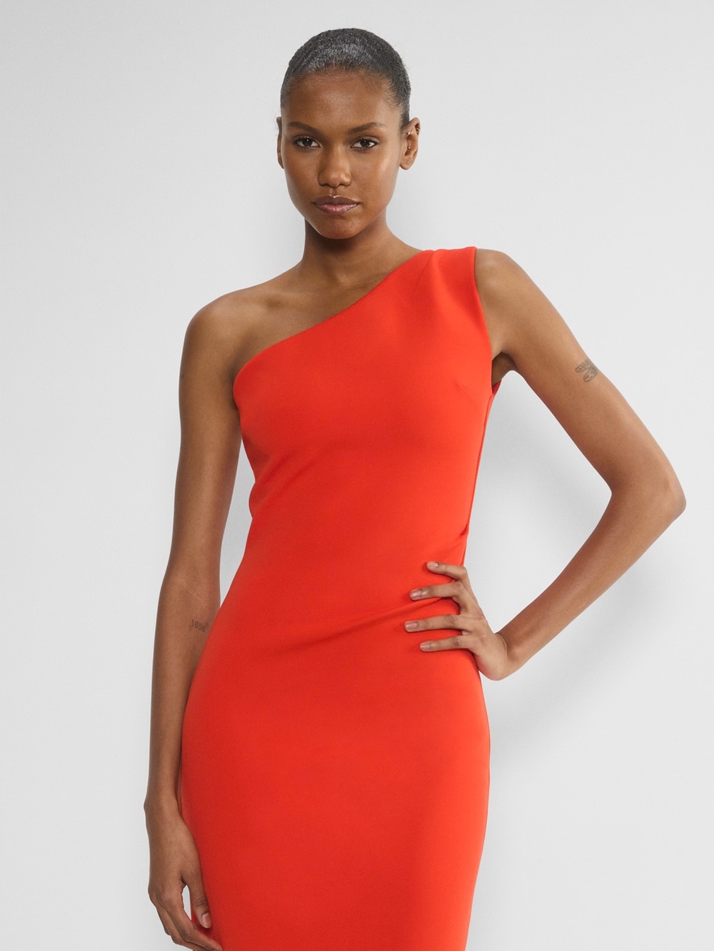 Aritzia Bright Red One-Shoulder Sheath Dress